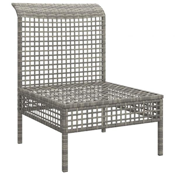 Garten-Mittelsofa mit Kissen Grau Poly Rattan