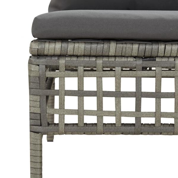 Garten-Mittelsofa mit Kissen Grau Poly Rattan