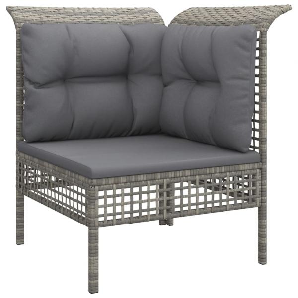 Garten-Ecksofa mit Kissen Grau Poly Rattan