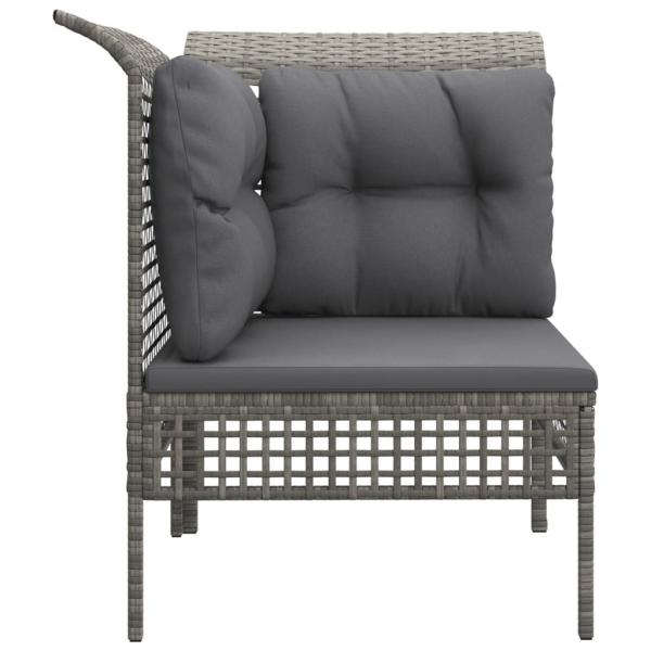 Garten-Ecksofa mit Kissen Grau Poly Rattan