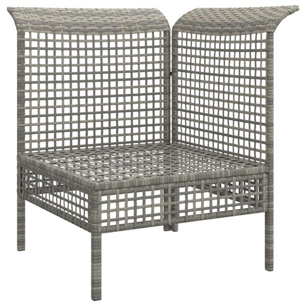 Garten-Ecksofa mit Kissen Grau Poly Rattan