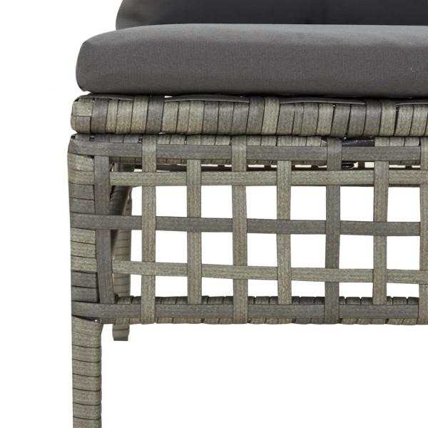 Garten-Ecksofa mit Kissen Grau Poly Rattan