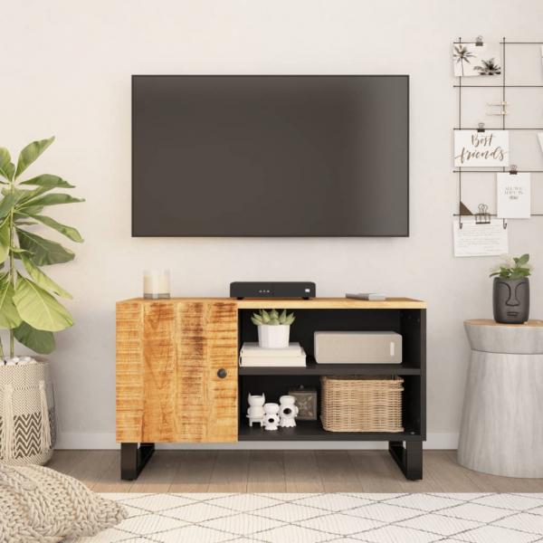 ARDEBO.de - TV-Schrank 80x33x46 cm Massivholz Mango & Holzwerkstoff