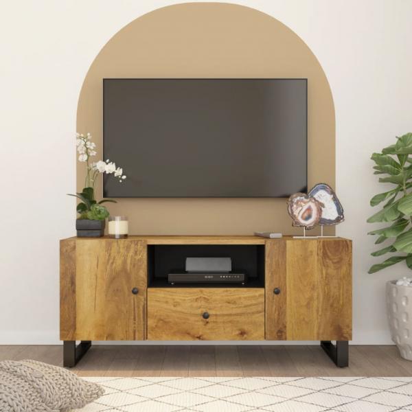 ARDEBO.de - TV-Schrank 105x33,5x46 cm Massivholz Mango & Holzwerkstoff