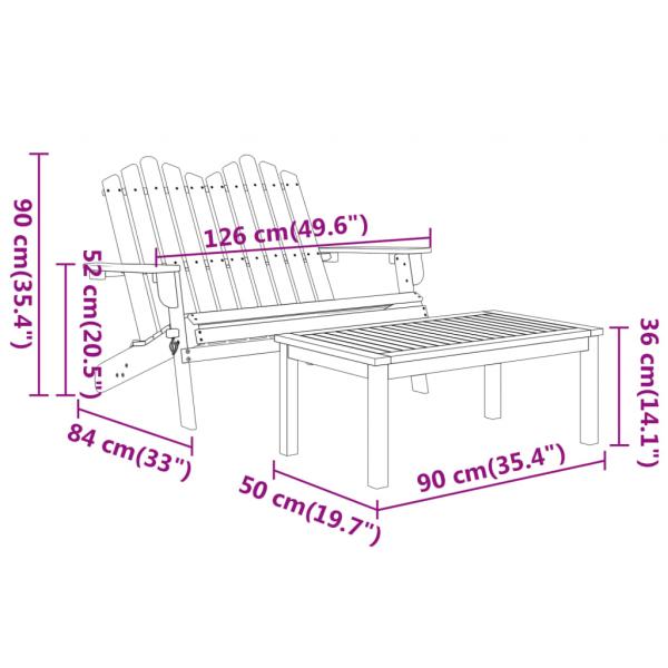 3-tlg. Garten-Lounge-Set Adirondack Massivholz Akazie