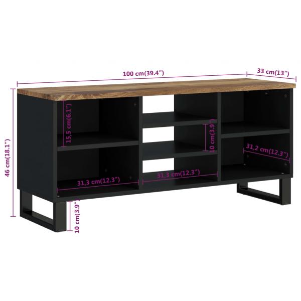 TV-Schrank 100x33x46 cm Massivholz Mango & Holzwerkstoff