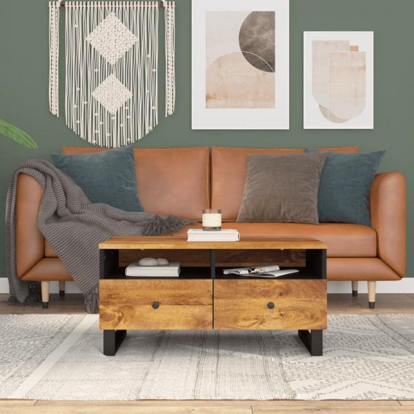 ARDEBO.de - Couchtisch 80x54x40 cm Massivholz Mango & Holzwerkstoff