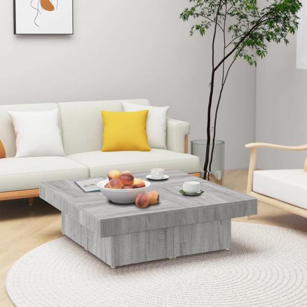 ARDEBO.de - Couchtisch Grau Sonoma 90x90x28 cm Holzwerkstoff