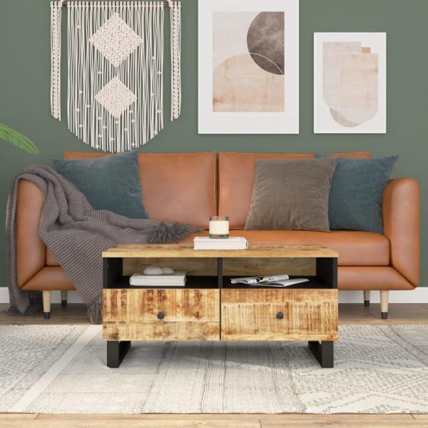 ARDEBO.de - Couchtisch 80x54x40 cm Massivholz Mango & Holzwerkstoff