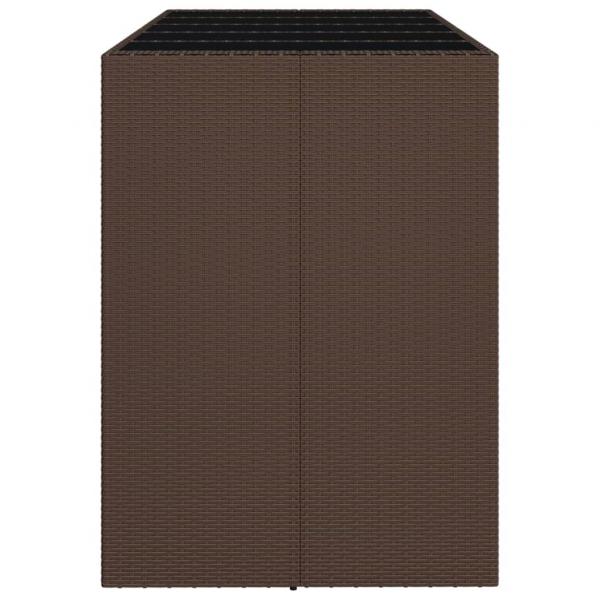 Bartisch mit Glasplatte Braun 185x80x110 cm Poly Rattan