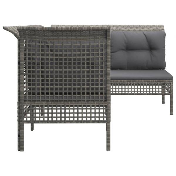 4-tlg. Garten-Lounge-Set mit Kissen Grau Poly Rattan