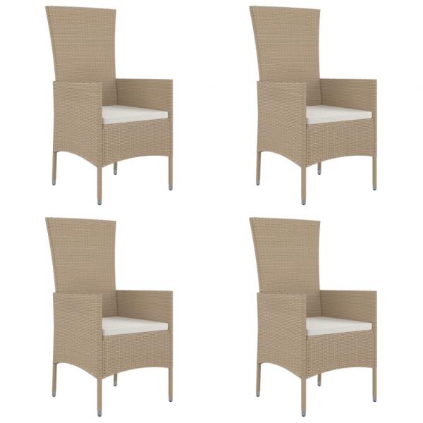 5-tlg. Garten-Essgruppe mit Kissen Beige Poly Rattan