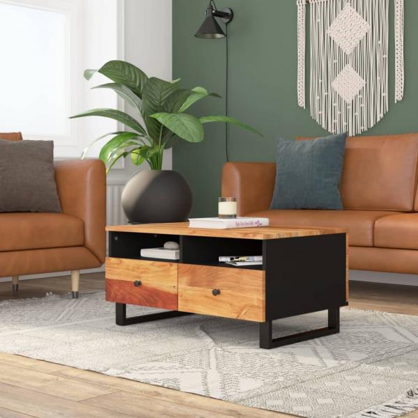 Couchtisch 80x54x40 cm Massivholz Akazie & Holzwerkstoff