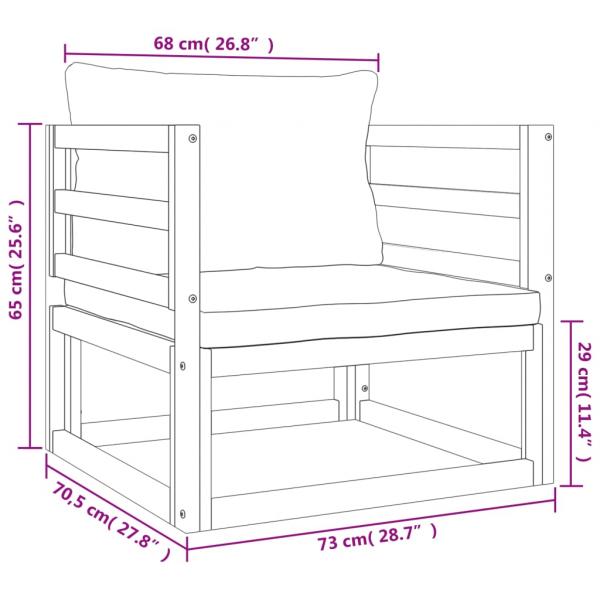 6-tlg. Garten-Lounge-Set mit Taupe Kissen Massivholz