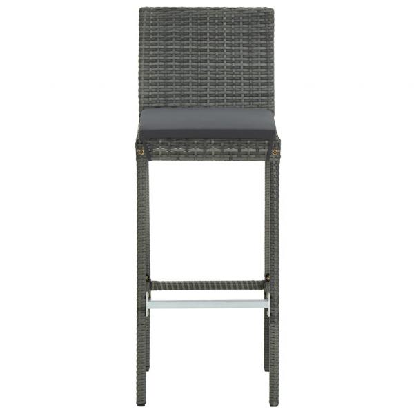 Barhocker mit Kissen 6 Stk. Grau Poly Rattan