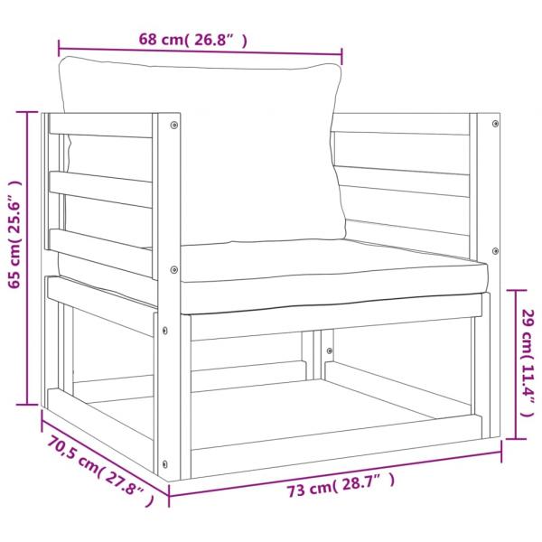 8-tlg. Garten-Lounge-Set mit Grünen Kissen Massivholz