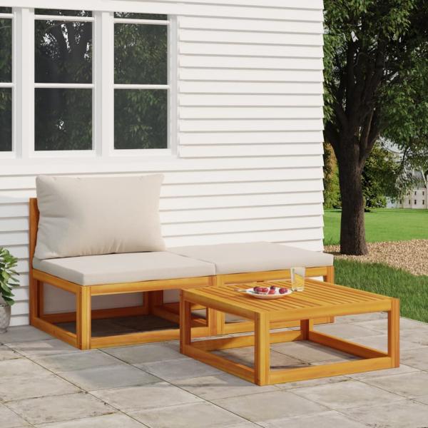 ARDEBO.de - 3-tlg. Garten-Lounge-Set mit Kissen Massivholz Akazie