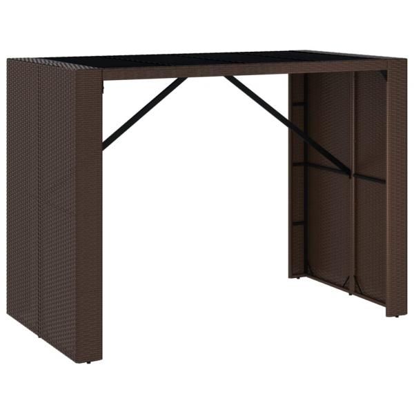 Bartisch mit Glasplatte Braun 145x80x110 cm Poly Rattan