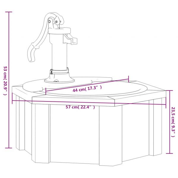 Gartenbrunnen mit Pumpe 57x57x53 cm Massivholz Tanne