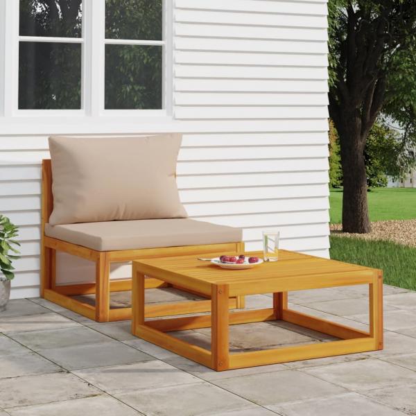 ARDEBO.de - 2-tlg. Garten-Sofa-Set mit Kissen Massivholz Akazie