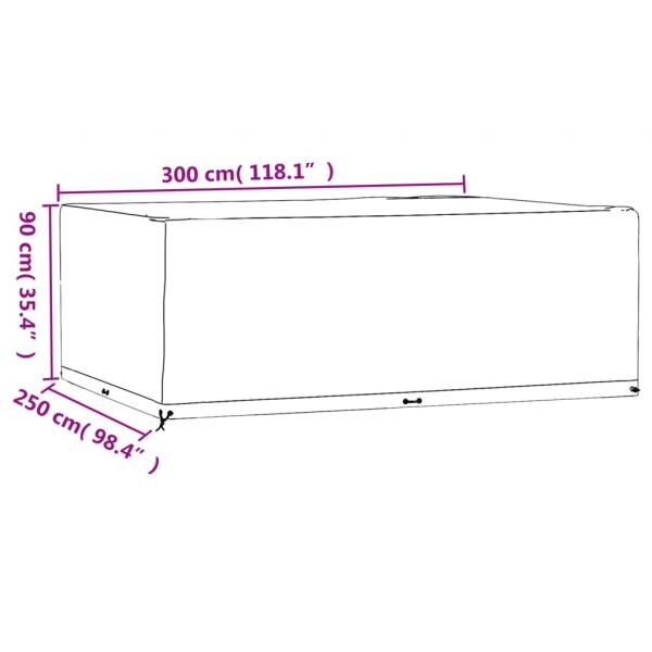 Gartenmöbel-Abdeckung 16 Ösen 300x250x90 cm Rechteckig