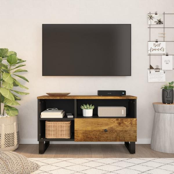 ARDEBO.de - TV-Schrank 80x33x46 cm Massivholz Mango & Holzwerkstoff