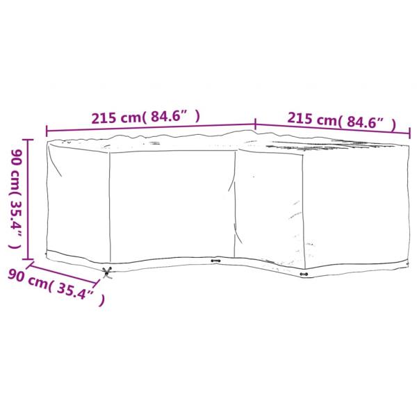 Gartenmöbel-Abdeckung in L-Form 16 Ösen 215x215x90 cm