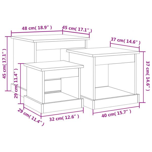 Couchtische 3 Stk. Schwarz Holzwerkstoff