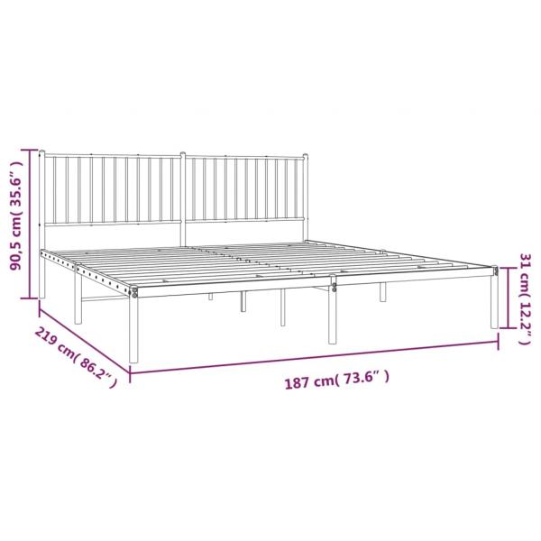 Bettgestell mit Kopfteil Metall Schwarz 183x213 cm