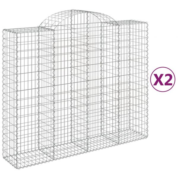 Gabionen mit Hochbogen 2 Stk. 200x50x160/180cm Verzinktes Eisen