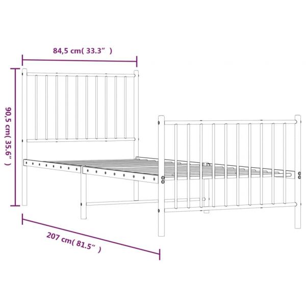 Bettgestell mit Kopf- und Fußteil Metall Schwarz 80x200 cm