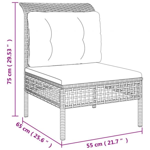 12-tlg. Garten-Lounge-Set mit Kissen Grau Poly Rattan