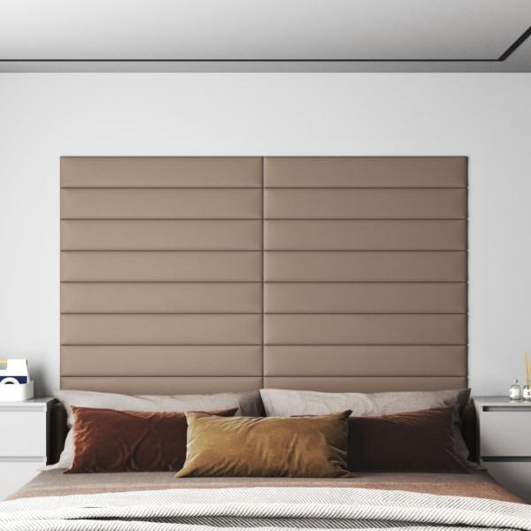 ARDEBO.de - Wandpaneele 12 Stk. Cappuccino-Braun 90x15cm Kunstleder 1,62 m²