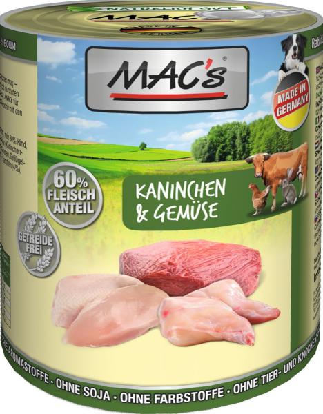 ARDEBO.de MACs Dog Kaninchen, Rind & Gemüse 800g