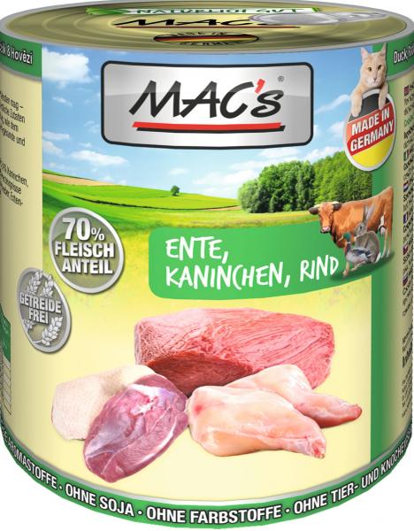 ARDEBO.de MACs Cat Ente, Kaninchen & Rind 800g