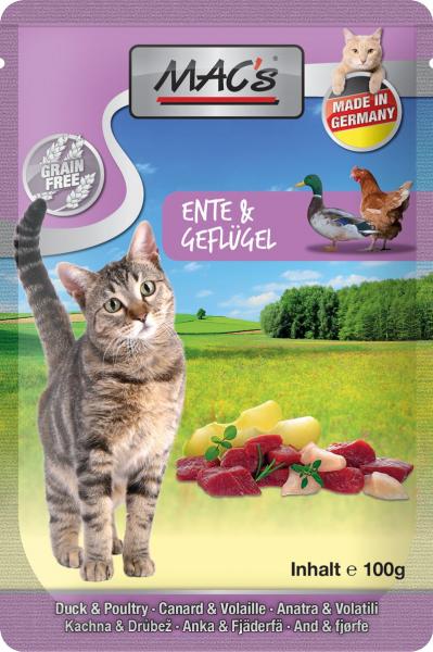 ARDEBO.de MACs Cat Pouch Pack Ente & Geflügel 100g