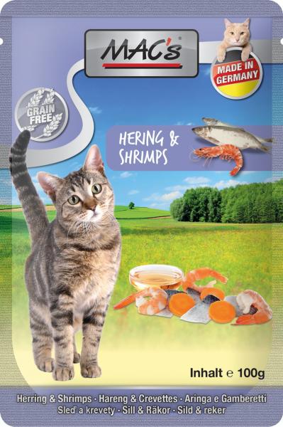 ARDEBO.de MACs Cat Pouch Pack Geflügel, Hering & Shrimps 100g