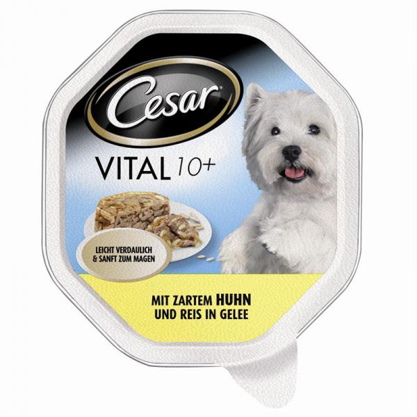 ARDEBO.de Cesar Schale Vital 10+ mit zartem Huhn & Reis in Gelee 150g