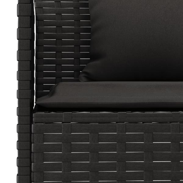 2-tlg. Garten-Essgruppe mit Kissen Schwarz Poly Rattan