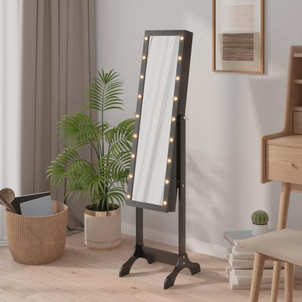 ARDEBO.de - Standspiegel mit LED Schwarz 34x37x146 cm