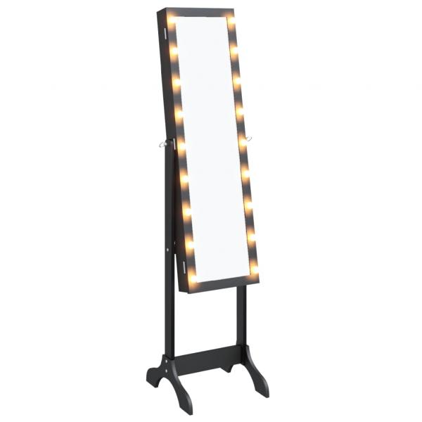 Standspiegel mit LED Schwarz 34x37x146 cm