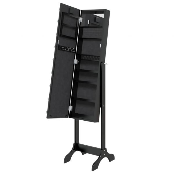 Standspiegel mit LED Schwarz 34x37x146 cm