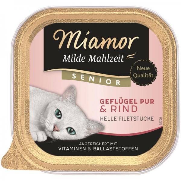 ARDEBO.de Miamor Schale Milde Mahlzeit Senior Geflügel pur & Rind 100 g