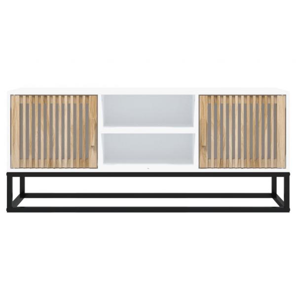 TV-Schrank Weiß 105x30x45 cm Holzwerkstoff und Eisen