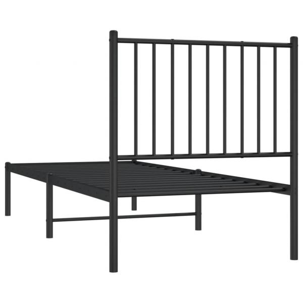 Bettgestell mit Kopfteil Metall Schwarz 75x190 cm