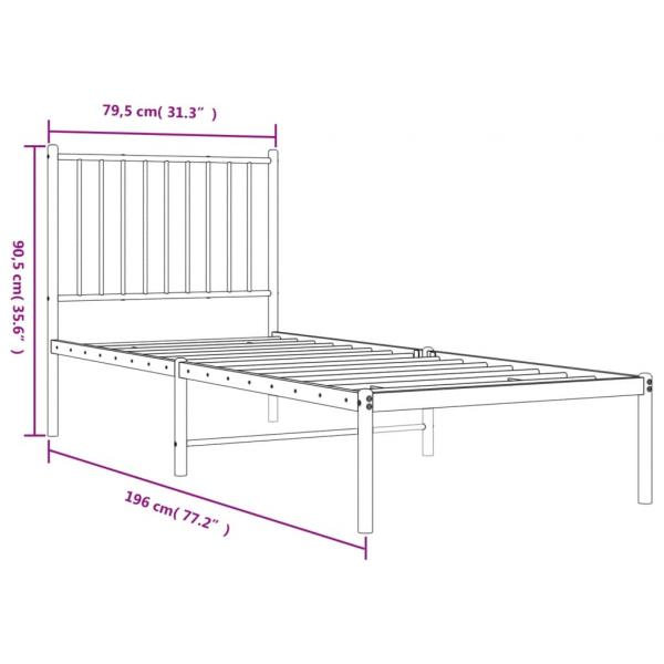 Bettgestell mit Kopfteil Metall Schwarz 75x190 cm