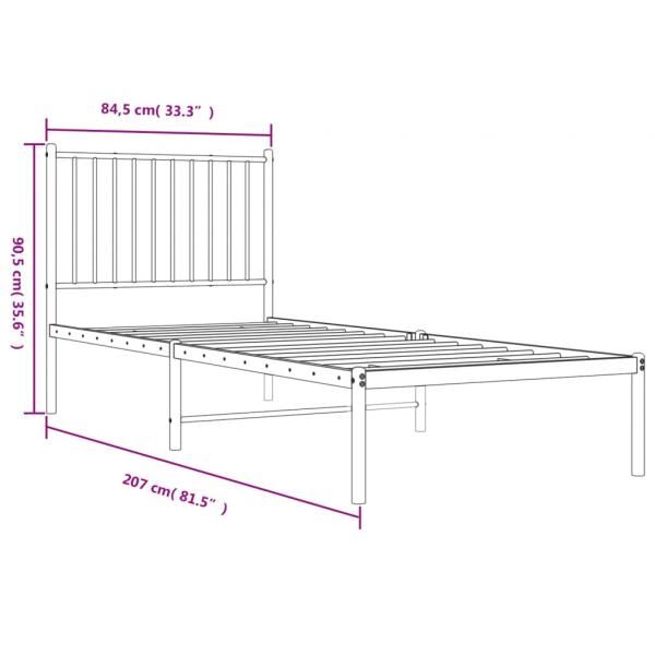 Bettgestell mit Kopfteil Metall Schwarz 80x200 cm