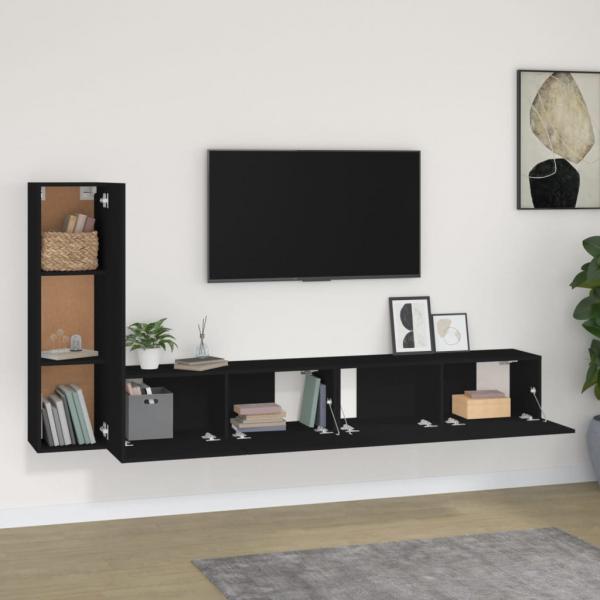 3-tlg. TV-Schrank-Set Schwarz Holzwerkstoff