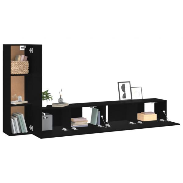 3-tlg. TV-Schrank-Set Schwarz Holzwerkstoff