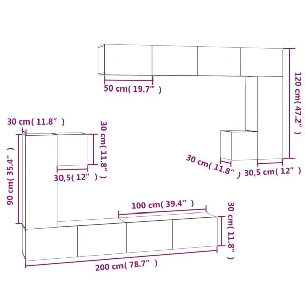 TV-Wandschrank Schwarz Holzwerkstoff